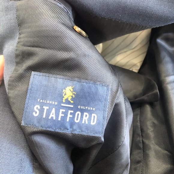 Stafford mens suit separates classic fit travel blazer jacket blue 40R - Picture 2 of 5